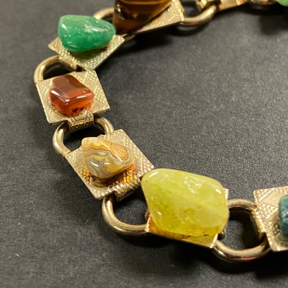 Vintage Natural Stone Earthy Artsy Link Bracelet - Picture 7 of 12